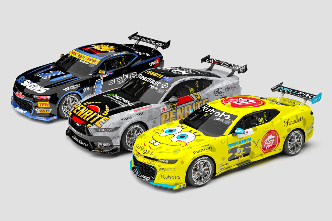 New Model Announcements: BJR SpongeBob + Kostecki #1 Camaros, Penrite Racing NZ Mustangs + More